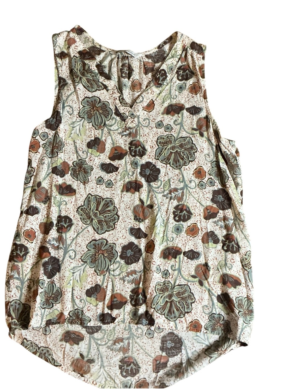 Sonoma Floral Sleeveless Camisole in Cream, Green, and Brown